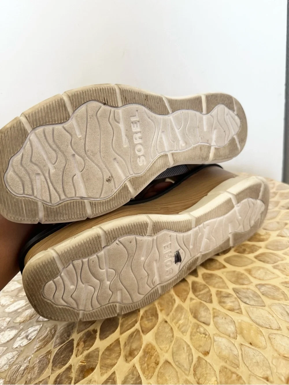 Sorel Joanie III Taupe  Sport Strap Wedge Sandals size 8.5